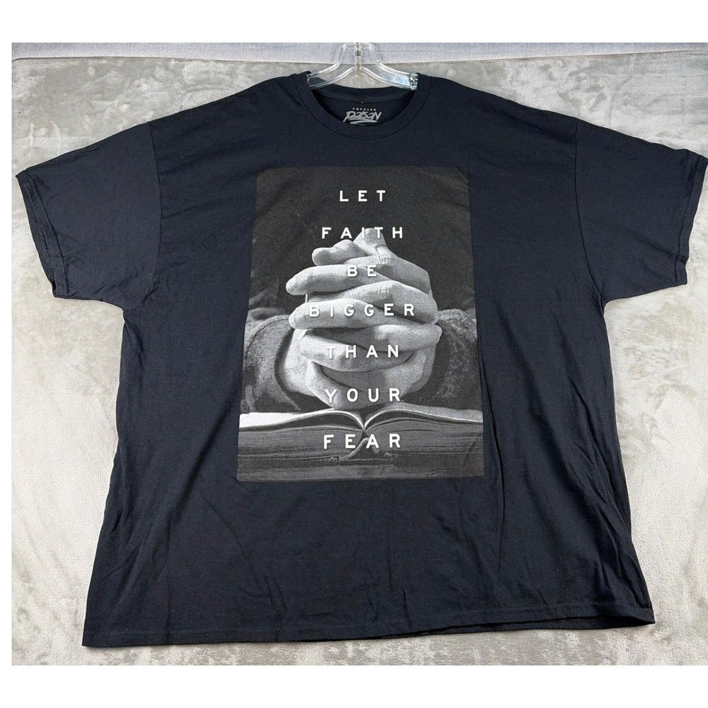 Popular Poison T-Shirt Mens 4XL Faith Bigger Than Fear Black Graphic